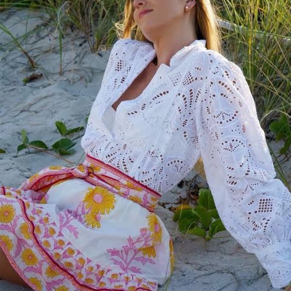 Sue Sartor Dresses & Skirts - Sue Sartor A-line Flounce Mini Skirt w/ Removable Sash, Sunshine Daisy 🌼🌸